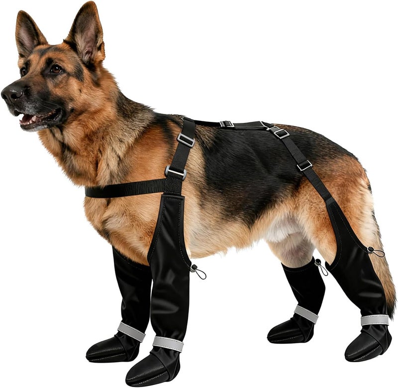 Billionchains Dog Boots with Adjustable Suspender, Anti-Slip Dog Shoes, Waterproof Paw Protector for Rainy, Snowy, Hot Pavement, XL - Image 1